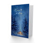 Nativity Scene In Snowy Winter Pine Tree Forest Christmas Card, thumbnail 2 of 4