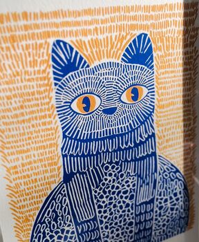 Cat And Mat Giclée Art Print Colourful Modern Wall Art, 3 of 4