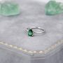 Sterling Silver One Carat Emerald Green Cz Pear Cut Ring, thumbnail 7 of 12