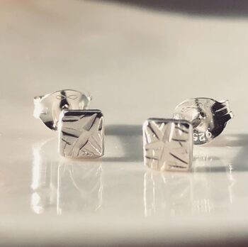 Small Square Textured Studs, 10 of 12