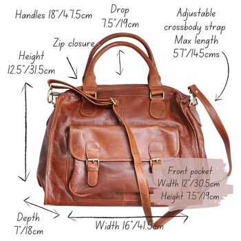 Tan Leather Women's Luxury Travel Bag, 6 of 6