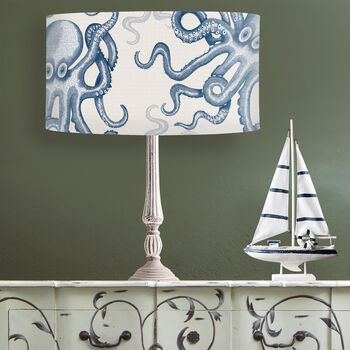 Octopus Lamp Shade, Random Blue On White, 6 of 9