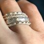 Textured Spaced Grain Eco Sterling Silver Stacking Ring, thumbnail 3 of 7