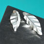 Handmade Textured Sterling Silver Leaf Earrings, thumbnail 1 of 9