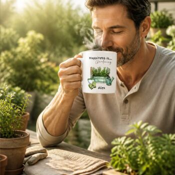 Personalised Gardening Mug For People Who Love A Cuppa In Their Garden, 4 of 5