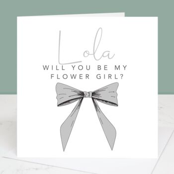 Will You Be My Flower Girl Personalised Bow Card, 3 of 5