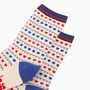 Women's Bamboo Socks Cream Blue Red Hearts Fair Isle, thumbnail 3 of 4