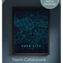 Custom Digital Map Neon Multiple Sizes Cyberpunk, thumbnail 6 of 12