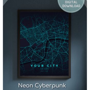 Custom Digital Map Neon Multiple Sizes Cyberpunk, 6 of 12