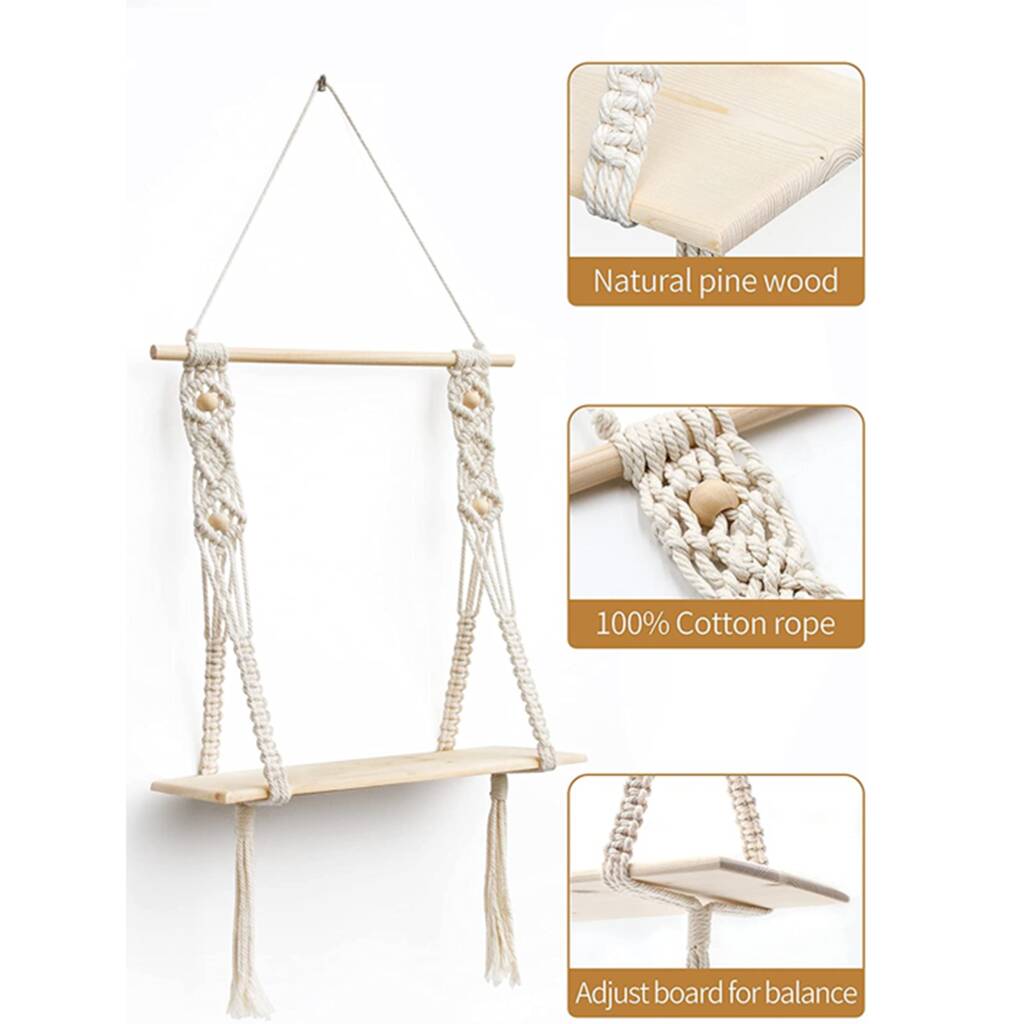 Macrame Wall Hanging Shelf For Bathroom Bedroom By Momentum