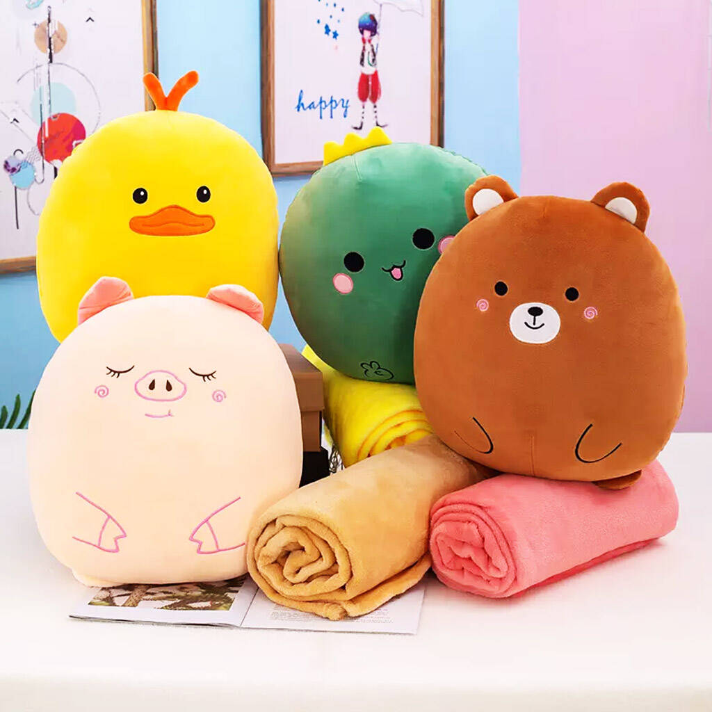 Cute Animal Plush Toy And Fleece Blanket Set By JJ PARK
