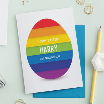 Personalised Easter Card For Kids Rainbow Egg, 2 of 4