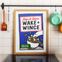 'Wake And Wince' Funny Kitchen Wall Print, thumbnail 1 of 3