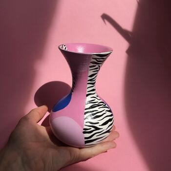 Zebra Print Hand Painted Flute Vase, 6 of 8