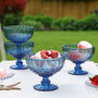 Set Of Four Blue Aurielle Glass Footed Dessert Bowls, thumbnail 1 of 3
