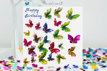 Butterfly Thinking Of You Blue Hydrangea Card, Not 3D, 8 of 12