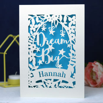 Personalised Papercut Dream Big Card, 2 of 7