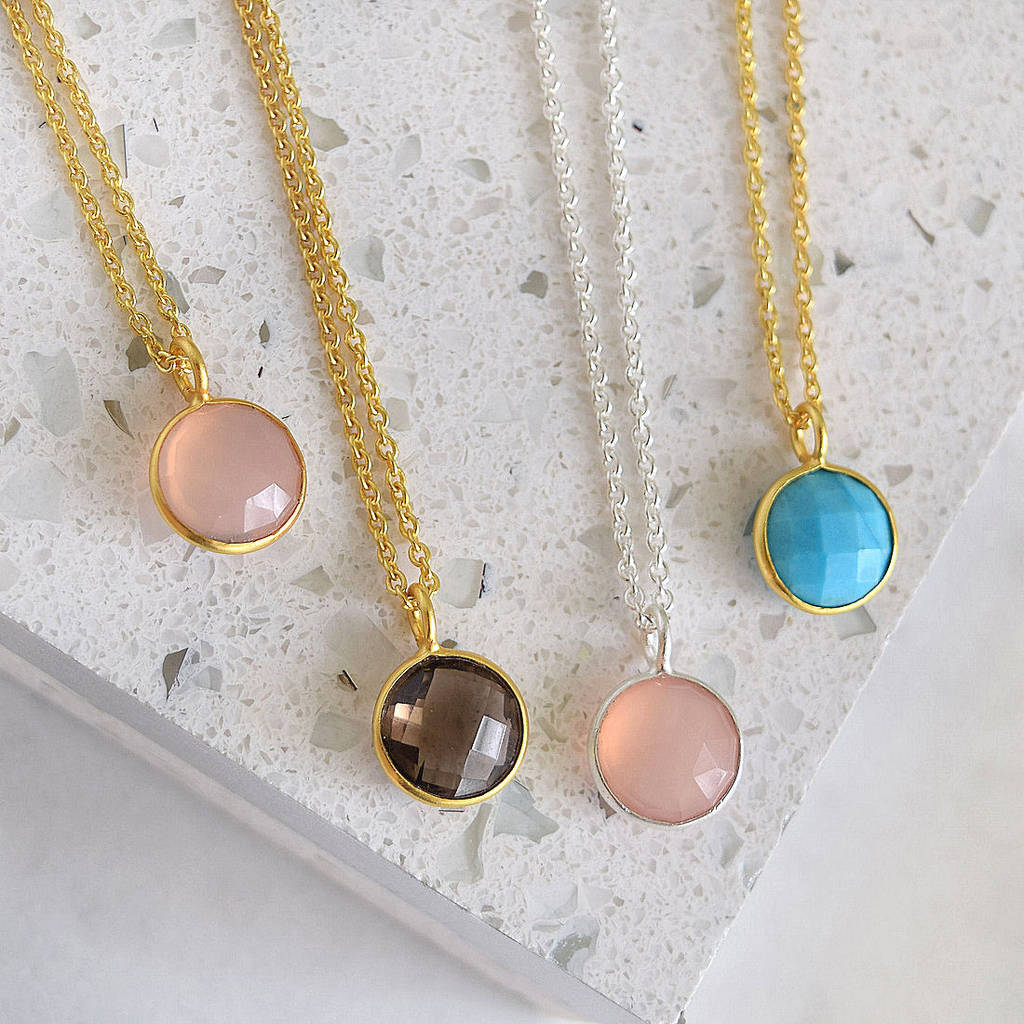 Round Gemstone Necklace By Mia Belle