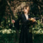 Black Lace Wedding Dress With Bell Sleeves And Train, thumbnail 6 of 12