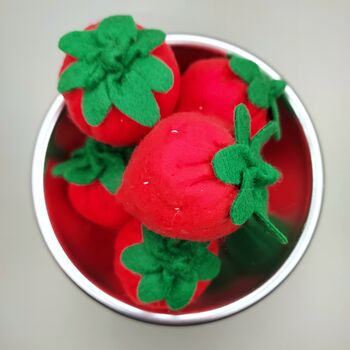 Punnet Of Six Handmade Felt Strawberries, 2 of 7