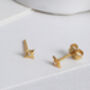 Gold Cosmic North Star White Topaz Tiny Stud Earrings, thumbnail 3 of 8