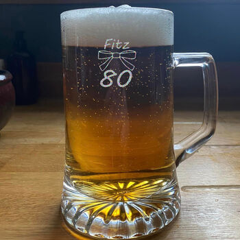 80th Birthday Bow Tie Tankard Glass, 3 of 5