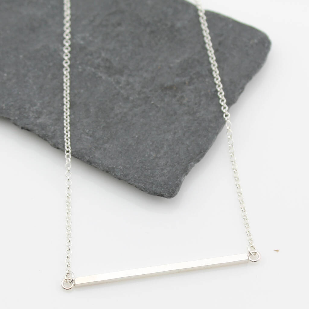 Sterling Silver Bar Necklace By Lucy Kemp Silver Jewellery