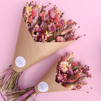 Green And Pink Dried Wildflower Bouquet, 3 of 5