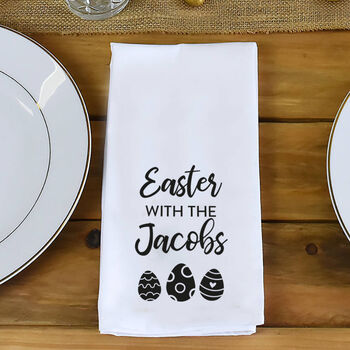 Personalised 'Easter With The' Egg Wreath Napkin, 3 of 5