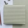 Olive Green Stripe Paper Fibre 42cm X 29.7cm Size Wrapping Paper Sheet, thumbnail 1 of 5