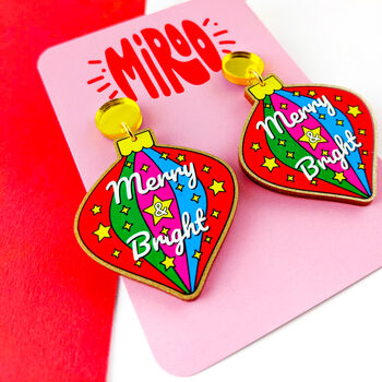 'Merry And Bright' Colourful Christmas Earrings, 4 of 6