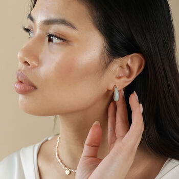 Medium Organic Resin Hoop Earrings In Gold Plating, 5 of 9