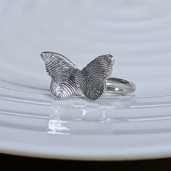 Silver Fingerprint Butterfly Ring, 2 of 4
