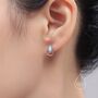 Aqua Green Opal Droplet Stud Earrings Sterling Silver, thumbnail 2 of 10