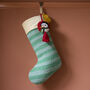 Personalised Green Stripe Hook Christmas Stocking, thumbnail 4 of 10