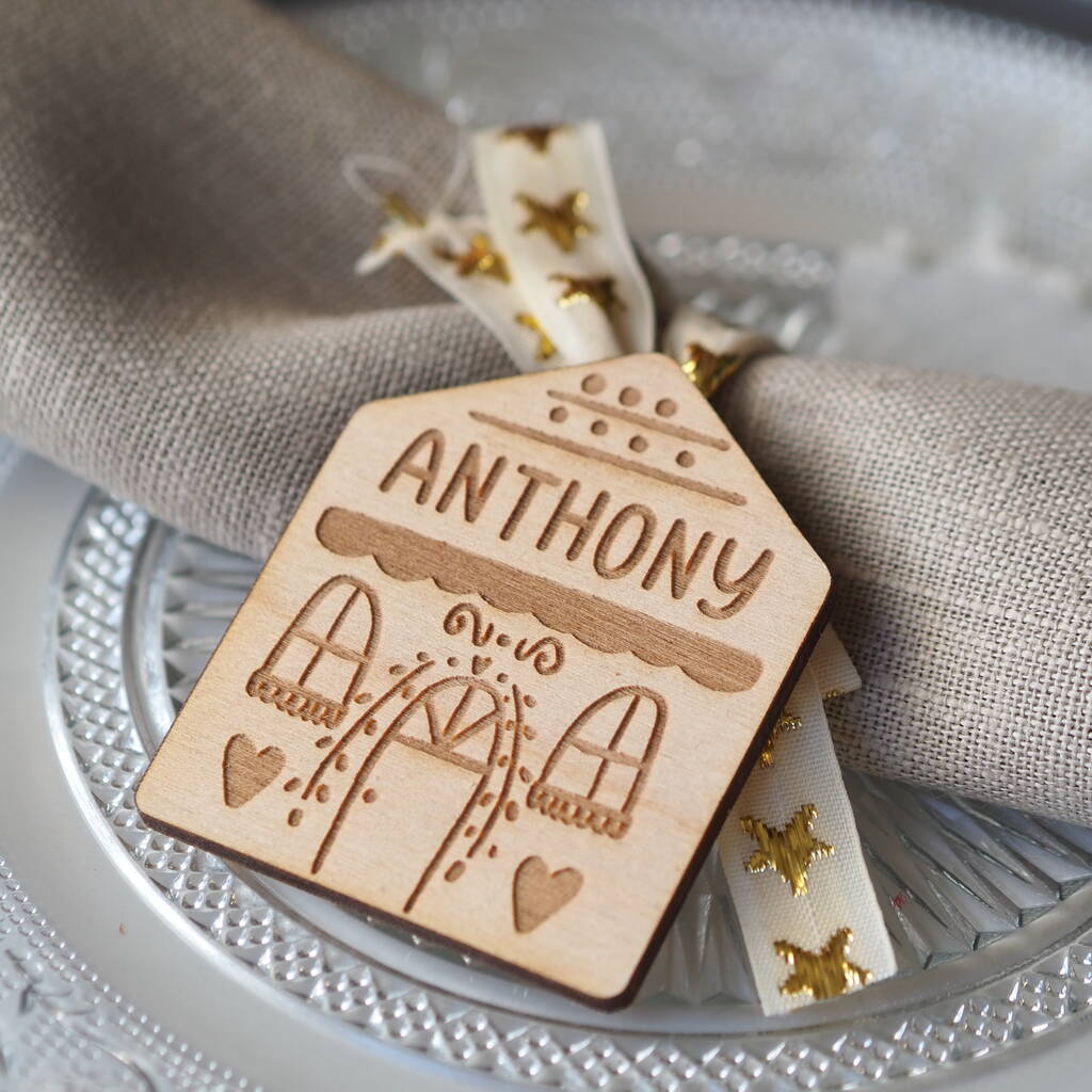 Personalised Christmas House Wooden Table Place Setting, 1 of 4