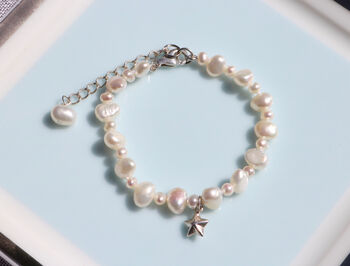 Girl's Freshwater Pearl Bracelet With Silver Star, 4 of 5