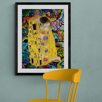 Klimt Kiss Graffiti Abstract Wall Art Print, 5 of 5