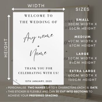 Personalised Wedding Welcome Sticker – Elegant Script Design, 3 of 8