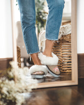 Sen Rose Gold Mules Sheepers Slippers, 3 of 11