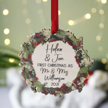 Mr And Mrs First Christmas Hanging Decoration, 7 of 7