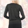 Christmas Jumper Women's Black Glitter With Gold Star And Stripe Print, thumbnail 3 of 4