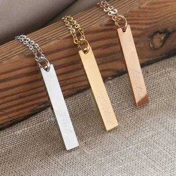 Word Vertical Bar Engraved Necklace, 2 of 10