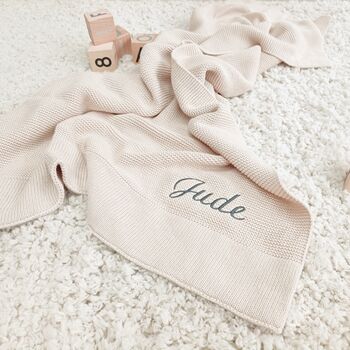 Personalised Knitted Baby Blanket 100% Cotton, 2 of 10