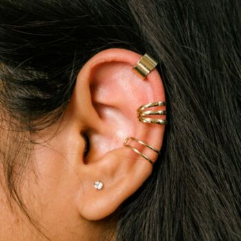 Gold Plated Three Piece Helix Ear Cuff Band, 5 of 5
