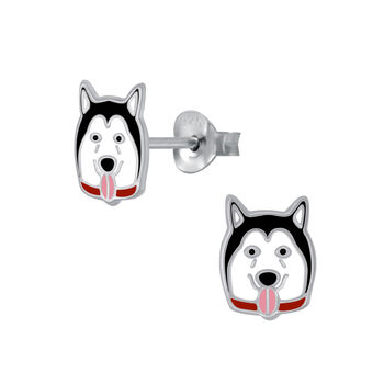 Husky Dog Sterling Silver Earrings, 3 of 7