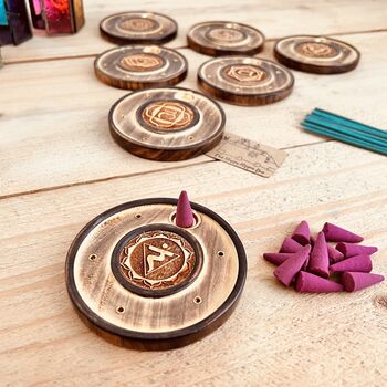Chakra Wooden Incense Stick And Cone Holder Burner, 10 of 12