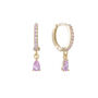 Ottillie Pink Gold Raindrop Huggie Earrings, thumbnail 1 of 2