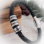 Mens Leather Bracelet With Stainless Steel Name Beads, thumbnail 1 of 9