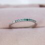 Emerald Green Ombre Half Eternity Ring Sterling Silver, thumbnail 5 of 11